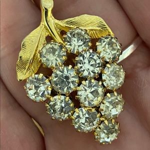 Vintage Rhinestone Cluster Grape Brooch